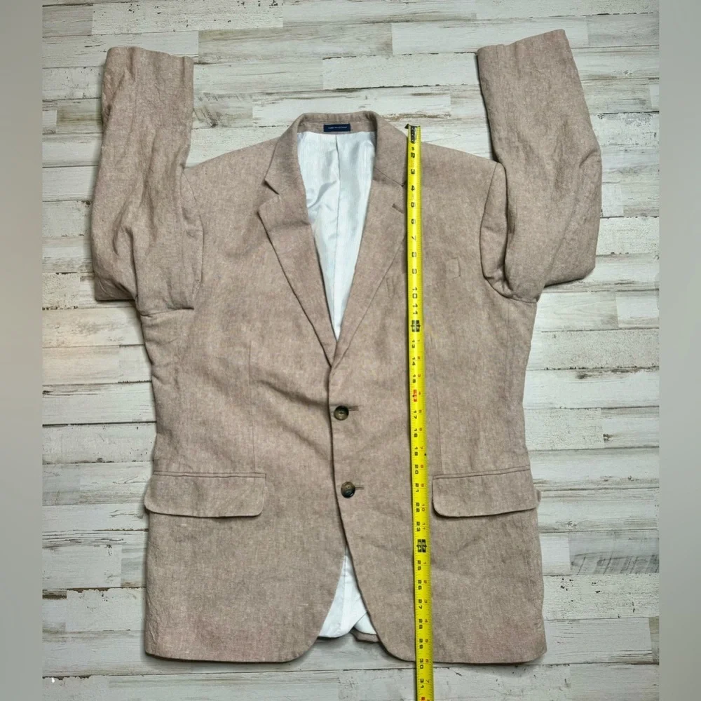 Stafford Mens Linen Blend Sport Coat Classic Fit Blazer Beige Mens 42R - Picture 5 of 12